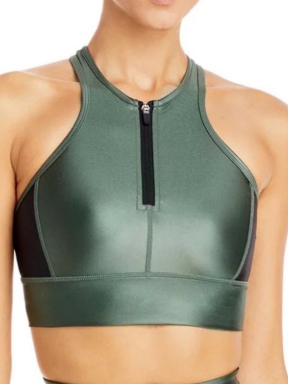 All ACCESS High-Neck Zip Sports Bra and High-Waist Legging Set - Green